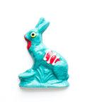 Handcrafted chocolate zombie bunny in teal with red and white spine-chilling details, perfect for Halloween celebrations.