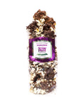Chocolate-covered popcorn pack with gourmet milk and dark chocolate drizzle by Sugar Plum.