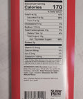 Nutrition facts label for Sugar Plum handcrafted chocolate bar detailing calorie content, ingredients, and serving information.