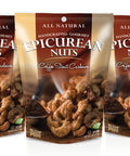 Epicurean Coffee Stout Cashews 3 Pack by Sugar Plum, gourmet kettle-cooked cashews with Irish stout and coffee blend, 4 oz bags.