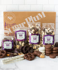 Sugar Plum Double Decadence chocolate assortment with gourmet milk, dark, and white chocolates, perfect gift box for special occasions.