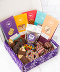 Nostalgic Chocolate Bar Gift Box with handcrafted bars in playful flavors like Peanut Butter & Jelly, perfect for any occasion.