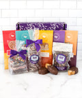 Nostalgic Chocolate Bar Gift Box with assorted handcrafted treats, featuring Peanut Butter & Jelly and Pancake & Syrup bars.