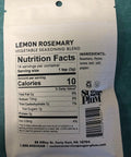 Back of Lemon Rosemary Vegetable Seasoning Blend packet showing nutrition facts and ingredients.