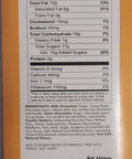 Nutrition facts label for Sugar Plum's Nostalgic Chocolate Bars, detailing calories, fats, sugars, protein, and ingredients.
