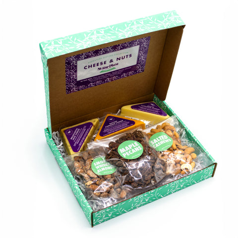 Signature Cheese and Nuts Box – Gourmet Snack Gift Set with Premium Cheddar, Monterey Jack & Handcrafted Roasted Nuts | Perfect for Charcuterie & Wine Pairing