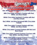 Patriotic Chocolate Box with assorted red, white, and blue chocolates for American holidays and celebrations.
