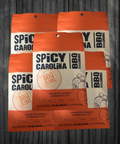 "Spicy Carolina BBQ Seasoning 5-Pack on rustic wood background"