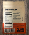 "Back of Spicy Carolina BBQ Seasoning packet with ingredients and nutrition facts from Sugar Plum"