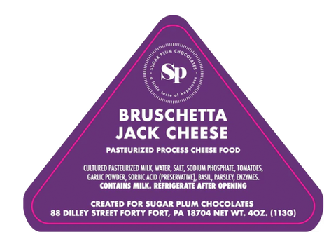 "Sugar Plum Bruschetta Jack Cheese Packaging Label"